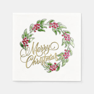Serviette Jetable Joyeuse couronne de Noël