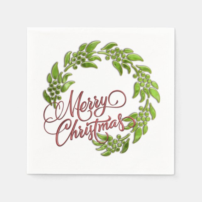 Serviette Jetable Joyeuse couronne de Noël (Devant)