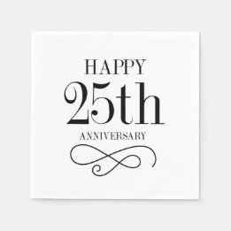 Serviette Jetable Joyeux 25e anniversaire Cocktail serviettes