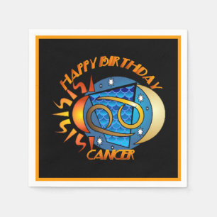 Serviette Jetable Joyeux Anniversaire Cancer Zodiac Signal de naissa