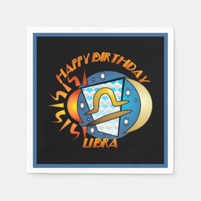 Serviette Jetable Joyeux Anniversaire Libra Zodiac Signal de naissan (Devant)