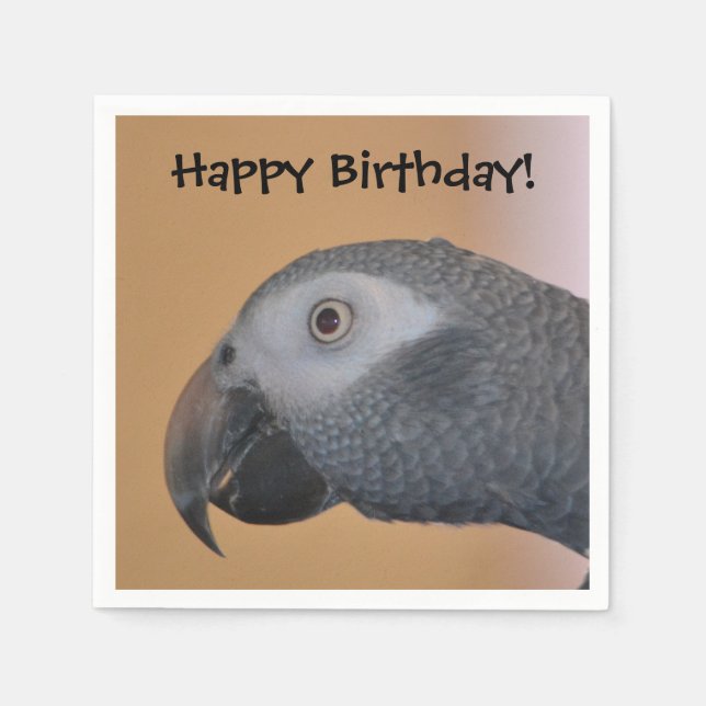 Serviette Jetable Joyeux Anniversaire Parrot Papier Napkin (Devant)