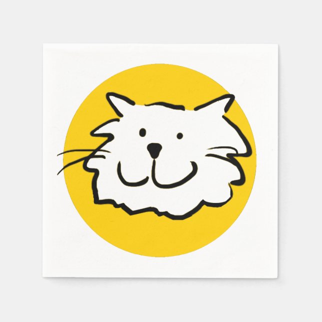 Serviette Jetable Joyeux Chat Souriant. Thème Chat (Devant)