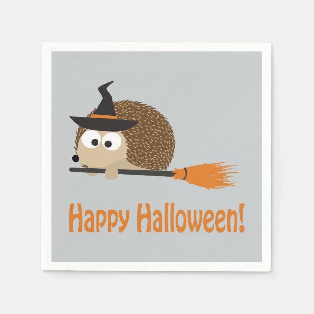 Serviette Jetable Joyeux Halloween ! Hedgehog Witch (Devant)