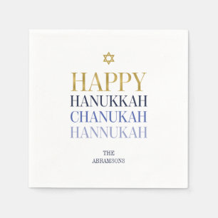 Serviette Jetable Joyeux Hanoukka Chanukah Holiday Papier de Vacance