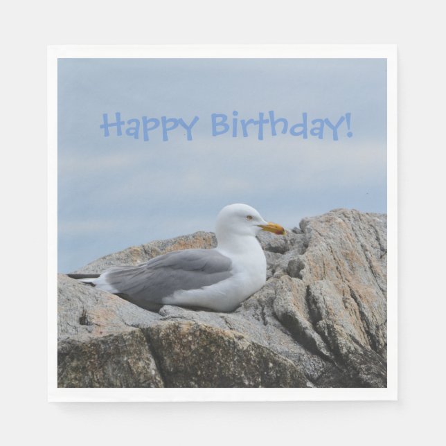 Serviette Jetable Joyeux mouette d'anniversaire (Devant)