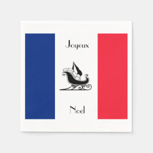 Serviette Jetable Joyeux Noel Drapeau Français Papier de Noël