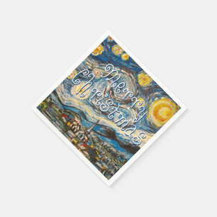 Serviette Jetable Joyeux Noël étoile Nuit après Van Gogh
