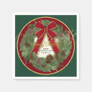 Serviette Jetable Joyeux Noël Fête Décor Pine Wreath