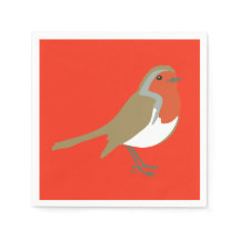 Joyeux Noël Grand Robin Rouge Serviettes Serviette