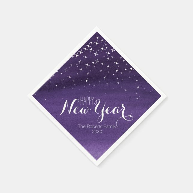 Serviette Jetable Joyeux Nouvel An starry nuit violet serviettes per (Coin)