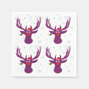 Serviette Jetable Joyeux Père Noël Deer New Year Paper Napkins