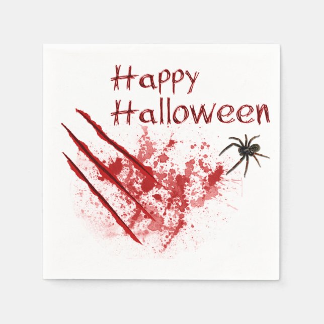 Serviette Jetable Joyeux Scratches Sanglantes Halloween (Devant)