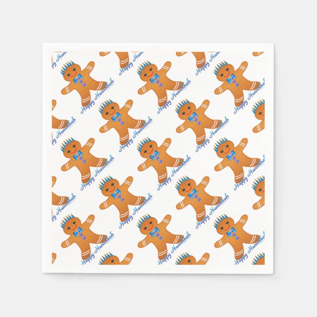 Serviette Jetable Judaïque Hanoukka Gingerbread Homme Menorah (Devant)