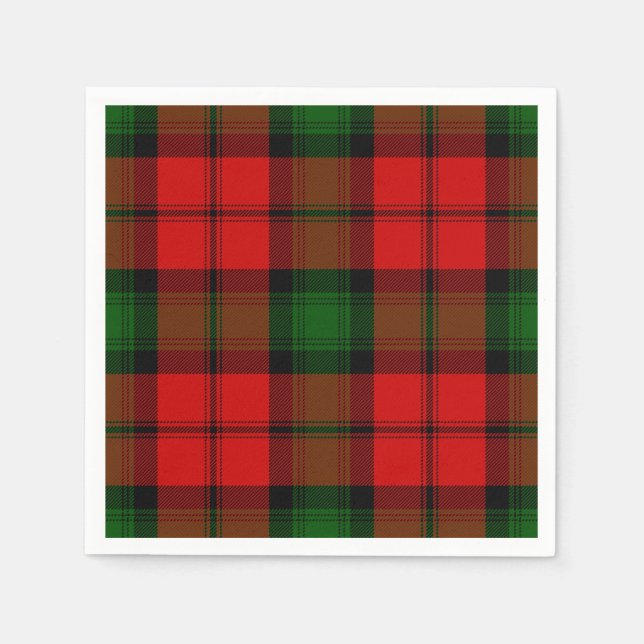 Serviette Jetable Kerr tartan rouge vert plaid (Devant)