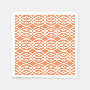Serviette Jetable Kimono imprimé, corail orange et blanc