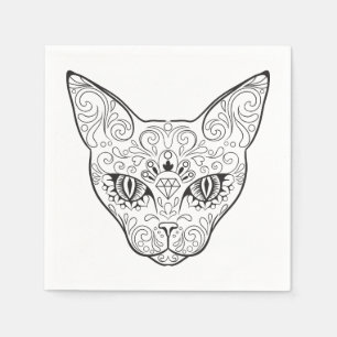 Serviette Jetable Kitty font face au jour du crâne   de sucre du
