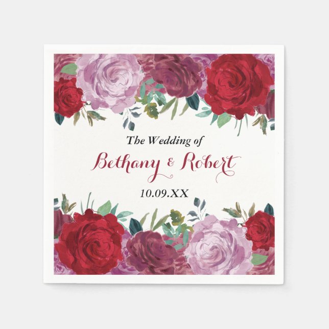 Serviette Jetable La collection de Mariages floraux romantiques (Devant)