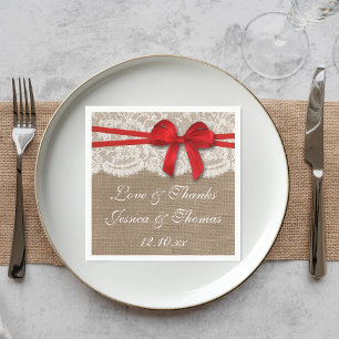 Serviette Jetable La collection de Mariages Rustic Red Bow