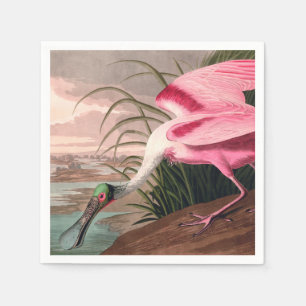 Serviette Jetable La faune des oiseaux d'Audubon de Spoonbill Roseat