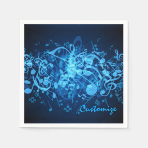 Serviette Jetable La musique bleue de lueur note des serviettes