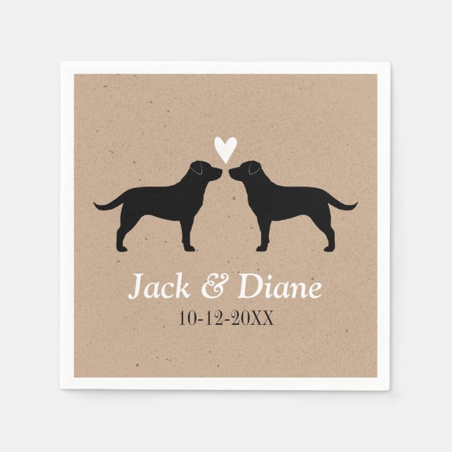 Serviette Jetable Labrador Retrivers Mariage Couple Personnalisé (Devant)