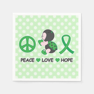 Serviette Jetable Ladybug Peace Love Hope Green Awareness Ruban