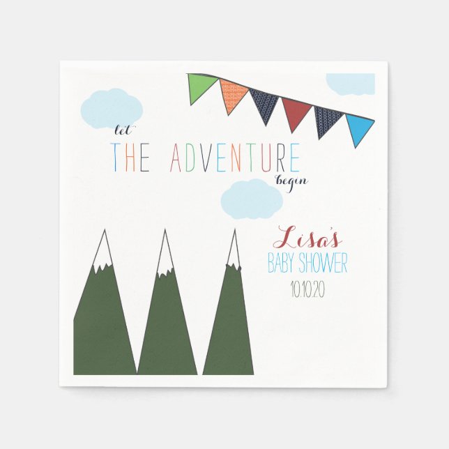 Serviette Jetable Laisser l'aventure commencer le Baby shower (Devant)