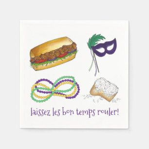 Serviette Jetable Laissez Les Bon Temps Rouler Mardi Gras NOLA