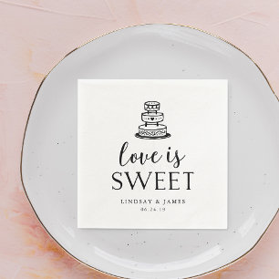 Serviette Jetable L'amour est doux   Coupe de gâteau Mariage