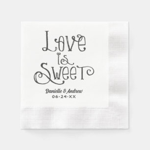 Serviette Jetable L'amour est doux Mariage écrit à la main