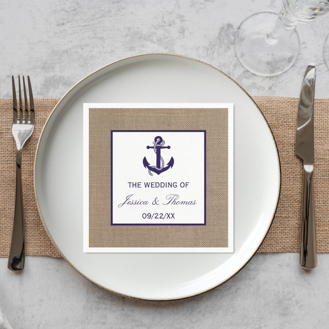 Serviette Jetable L'Ancre De La Marine Sur La Collection De Mariages (Créateur téléchargé)