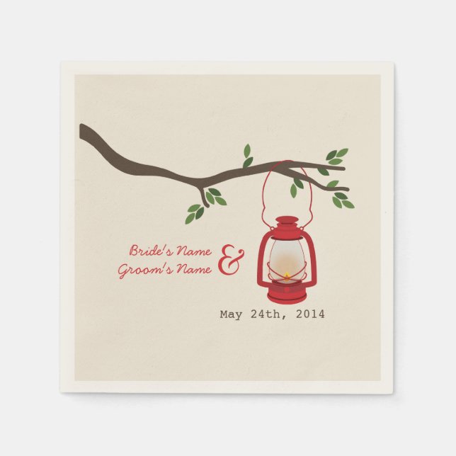 Serviette Jetable Lanterne de camping + serviettes Mariage d'arbre (Devant)