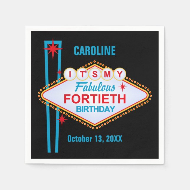 Serviette Jetable Las Vegas 40e anniversaire (Devant)