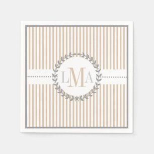 Serviette Jetable Latte, blanc rayé mariage motif