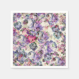 Serviette Jetable Lavande rose rustique de Bohème vintage florale