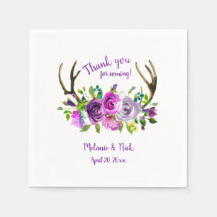 Serviette Jetable Lavande violette Floral bois décor mariage