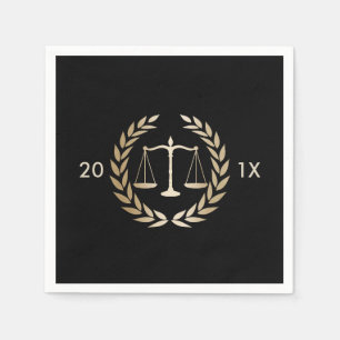 Serviette Jetable Law School Gold Scales of Justice Graduation Party