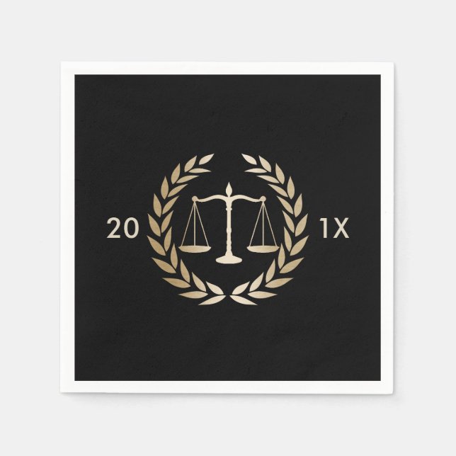 Serviette Jetable Law School Gold Scales of Justice Graduation Party (Devant)