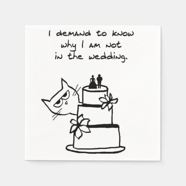 Serviette Jetable Le chat écrase le Mariage - Drôle Wedding shower (Devant)