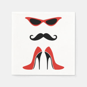 Serviette Jetable Le look parfait en noir et rouge + votre idée