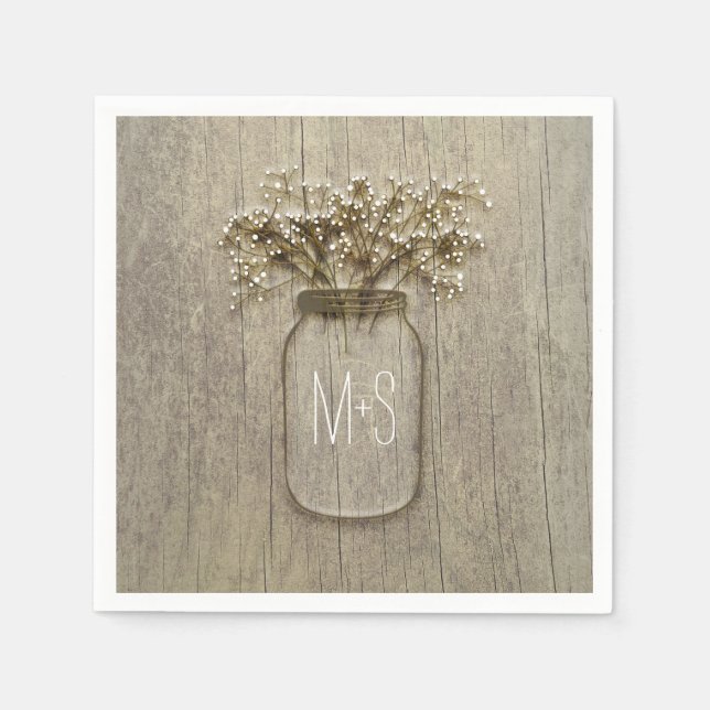 Serviette Jetable Le Mariage rustique de Mason Jar Baby (Devant)