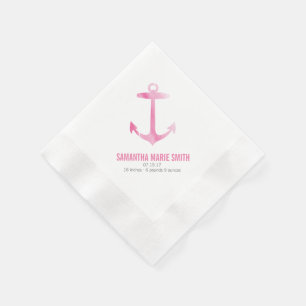 Serviette Jetable Le Sip nautique de baby shower d'Ancre d'aquarelle