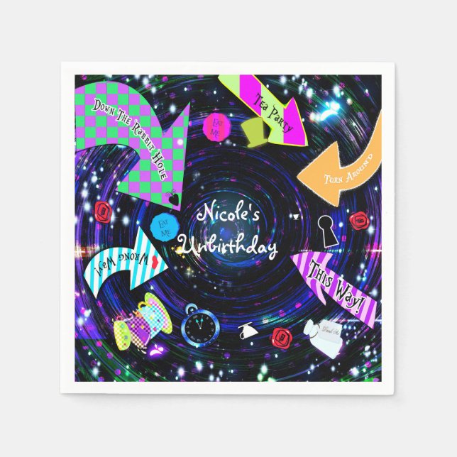 Serviette Jetable Le trou de lapin Alice au Wonderland Party (Devant)