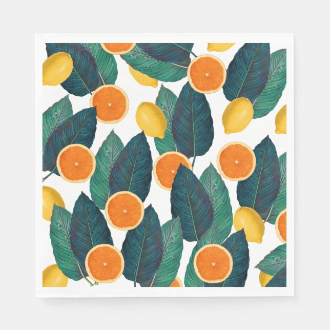 Serviette Jetable Lemon and Oranges White (Devant)