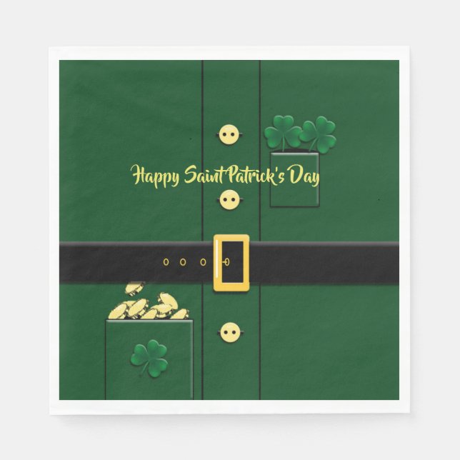 Serviette Jetable Leprechaun Suit Jour de la Saint Patrick Party P N (Devant)