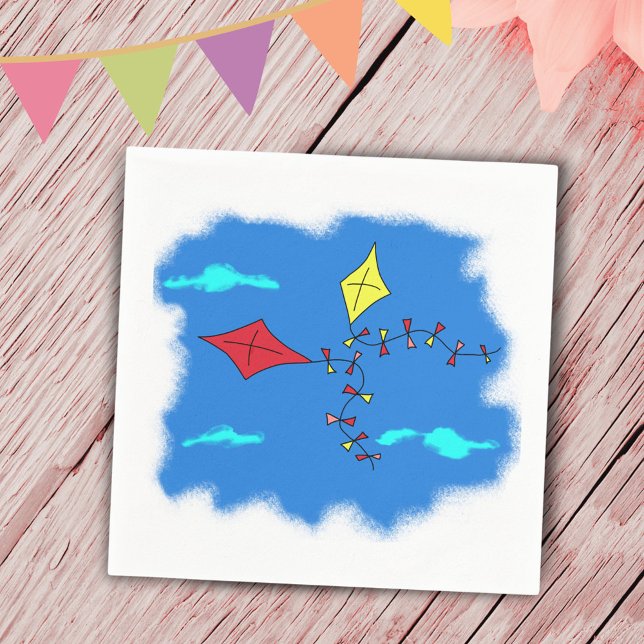 Serviette Jetable Les cerfs-volants dans le ciel bleu (Créateur téléchargé)