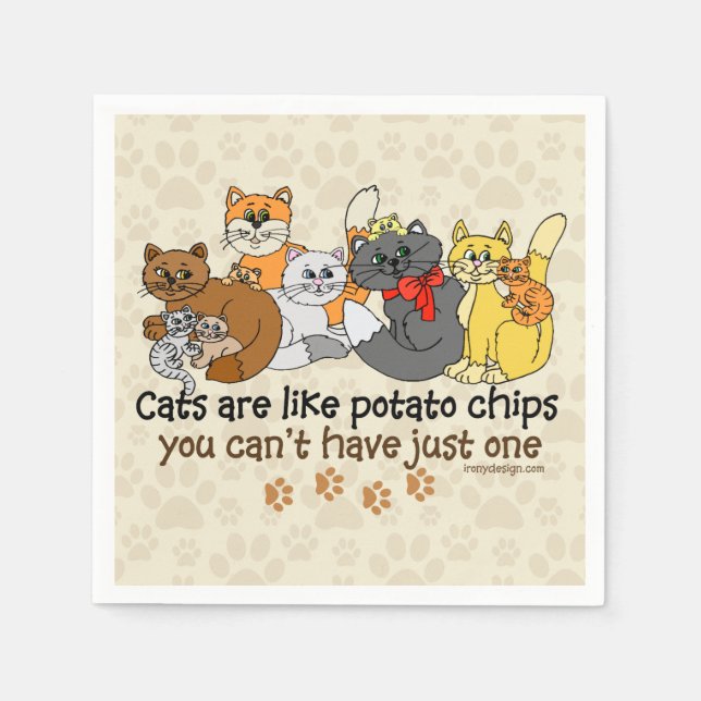 Serviette Jetable Les chats sont comme des chips (Devant)