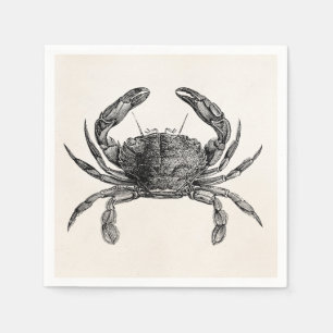 Serviette Jetable Les crabes vintages d'antiquité de crabe ont