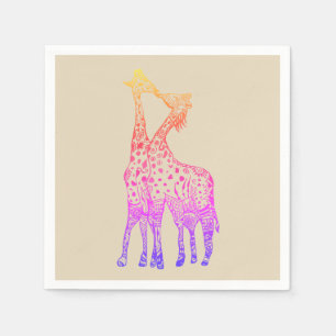 Serviette Jetable Les girafes embrassent les serviettes de papier de